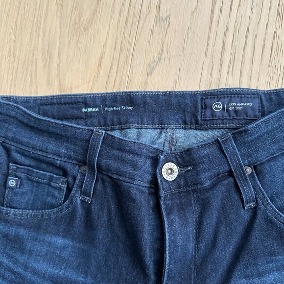 AG Farrah High-Rise Skinny, Dark Wash, VERY Stretchy, 27R, Ankle length 26" - Picture 3 of 8